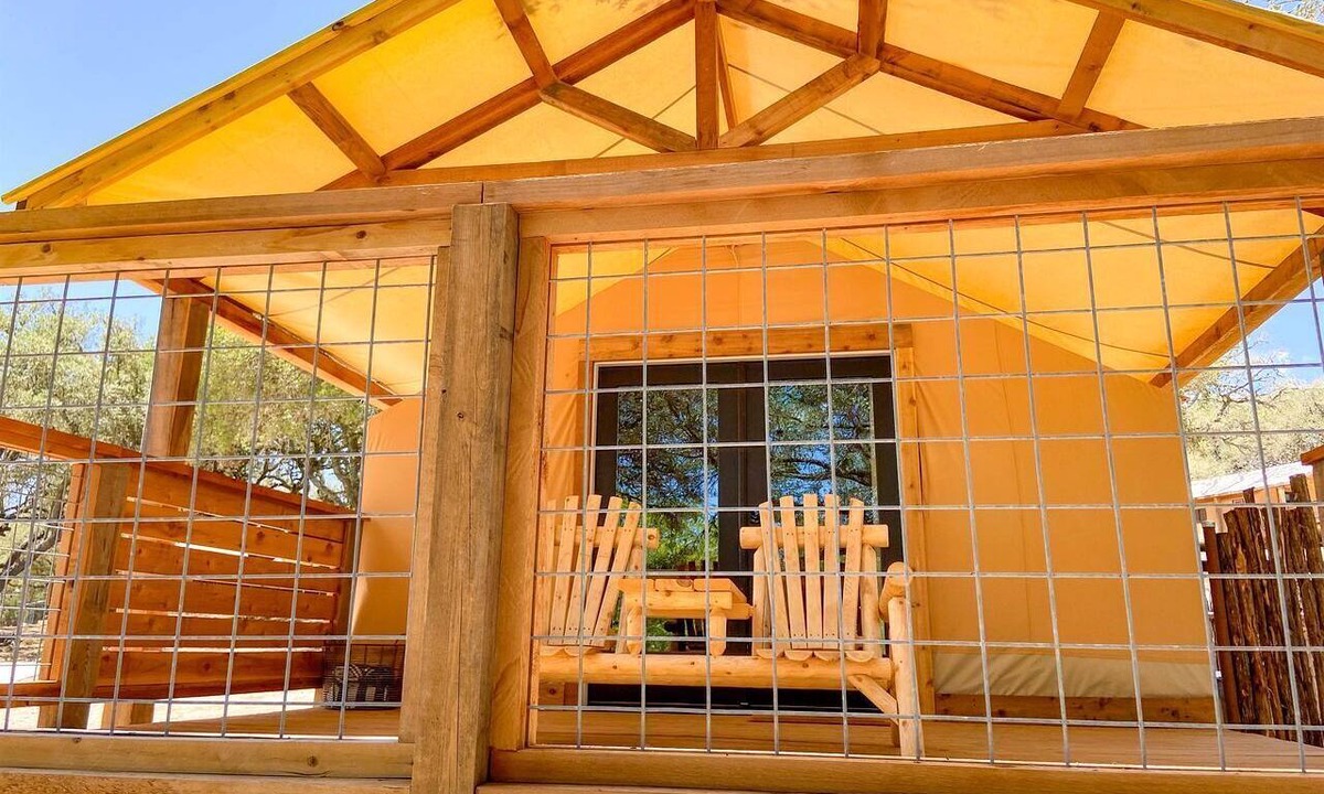 Ingram RV Rental | Beautiful Glamping Tented Cabin in Ingram, Texas, with Access to the Guadalupe River