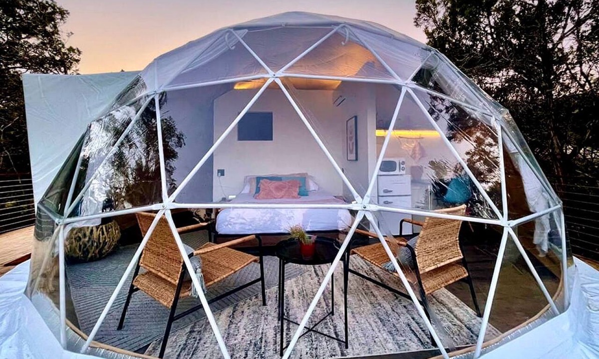 Oatmeal Cabin | Marble Falls Glamping Dome for Romantic Getaways near Austin