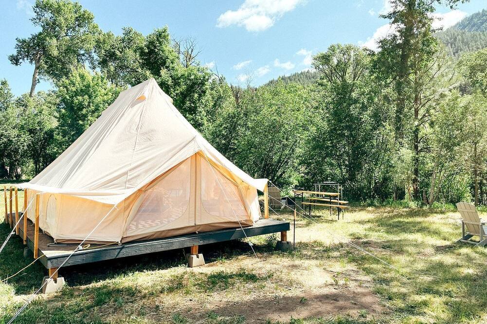 Canoncito RV Rental | Romantic Getaways near Santa Fe Forest in this Safari Tent Rental in New Mexico