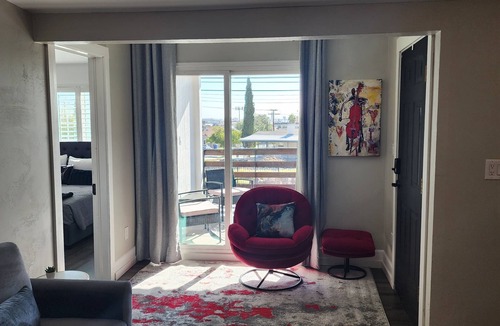 El Paso Apartment | Cozy Central, modern retreat with city night view from private balcony