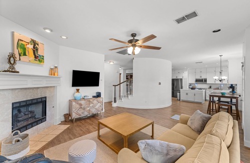 Hurst House | Family Friendly Hurst Home with Salwater Poo,l Fireplace, and Spacious Layout