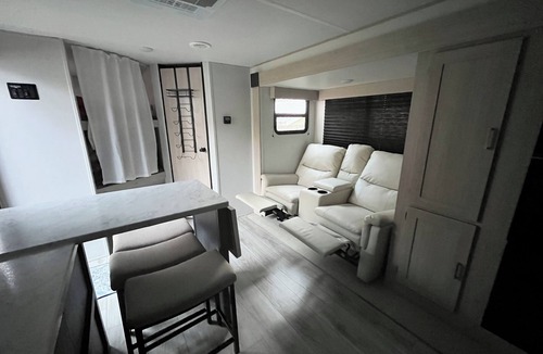 Crockett House | Get Cozy in Crockett with a Relaxing Stay in a 4 Person RV- Outdoor Fireplace