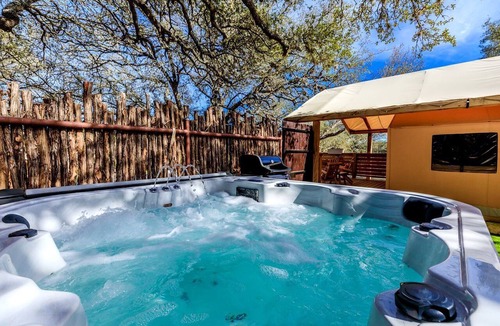 Ingram RV Rental | Glamping Vacations in a Luxury Tented Cabin near River Guadalupe, in Ingram, Texas