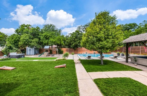 Dallas House | Half acre with yard, gated pool, playground, hot tub, cabana, 15 min to downtown