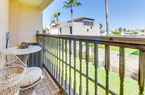 South Padre Island Condo | Island Condo with Private Balcony and Shared Pool, Hot Tub - Across from the Beach