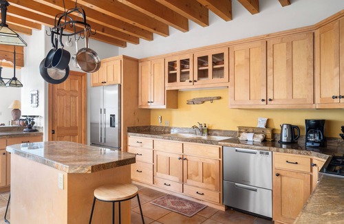 Arroyo Seco House | Plush Adobe - 2-BR, 2-Bath townhouse, double-living rooms, cook's kitchen, cedar deck, garden