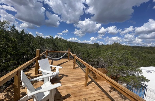 Dripping Springs Cabin | Secluded, Romantic Yurt w/Hot Tub at The Yurtopian - "Lizzie"