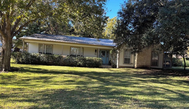 3 bed, 3 bath ranch house in Round Top, TX main square with large porch & views.
