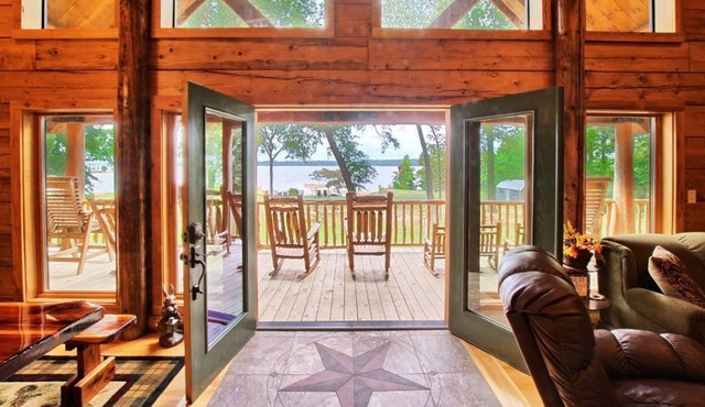 Beautiful lakefront log home will take your breath away!!