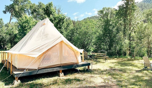 Romantic Getaways near Santa Fe Forest in this Safari Tent Rental in New Mexico