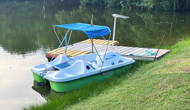 Secluded-Prvt fishing-Close to dwntn-firepit-paddleboat-nature trail-KING bed