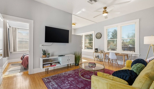 Stylish, Bright 1BR Retreat w/Patio – Easy Trolley to UA/Downtown