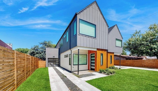 Two modern townhouses with enclosed backyards
