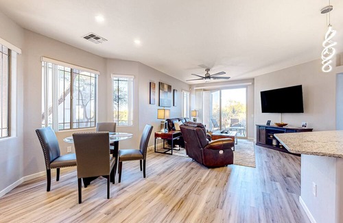 Rancho Vistoso Condo | Bright and spacious mountain-view home with pool/hot tub on-site, golfing nearby