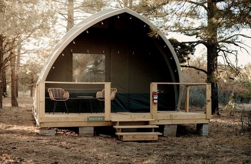 McIntosh RV Rental | Scenic Family Glamping Retreat with Orchard & Mountain Views near Mountainair in Torreon, New Mexico