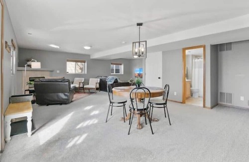 Briargate Apartment | The Dwelling Place- Spacious 2BR Fireplace Big TV Private Lower Level Two Parks